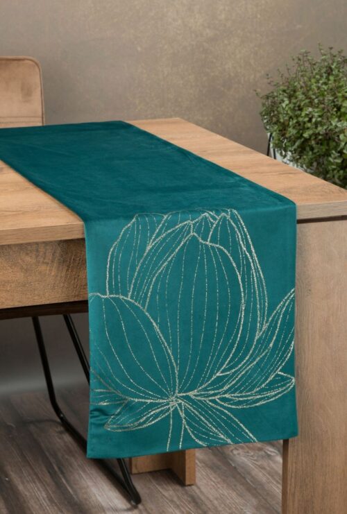 OIF-05 Fluwelen tafelloper met bloemenprint OIF-05