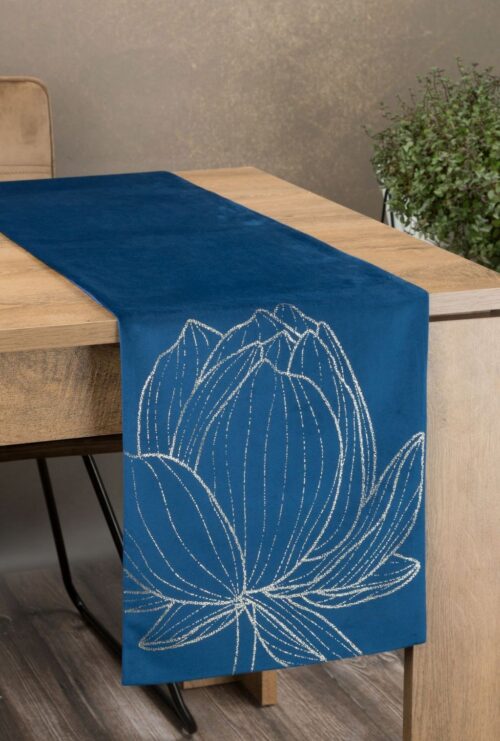 OIF-09 Fluwelen tafelloper met bloemenprint OIF-09