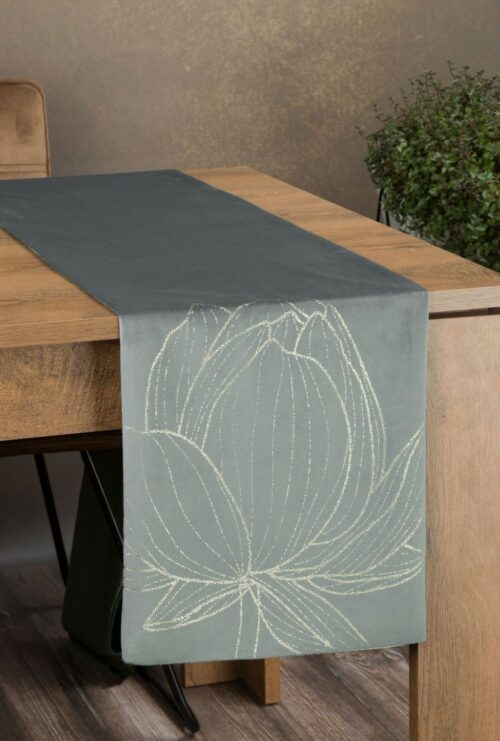 OIF-11 Fluwelen tafelloper met bloemenprint OIF-11