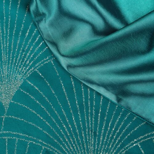 OIG-01c Velvet Tafelloper met Waaiers - Turquoise