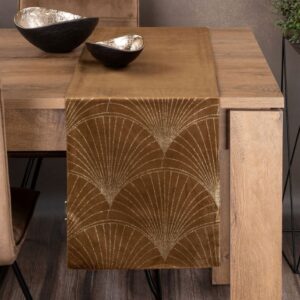 Velvet Tafelloper met Waaiers - Cognac