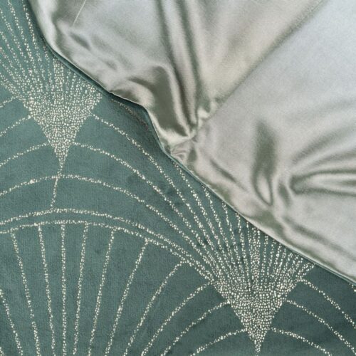 OIG-06c Velvet Tafelloper met Waaiers - Lichtgroen