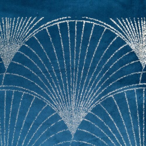 OIG-08b Velvet Tafelloper met Waaiers - Blauw
