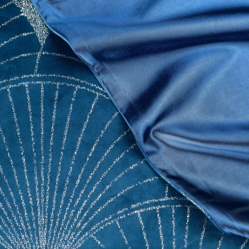 OIG-08c Velvet Tafelloper met Waaiers - Blauw