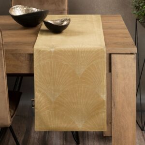 Velvet Tafelloper met Waaiers - Honing