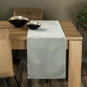 Velvet Tafelloper met Waaiers - Zilver