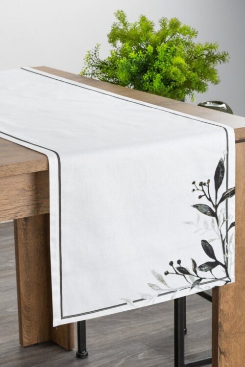 OIT-03d Tafelloper van katoen met bloemenprint OIT-03