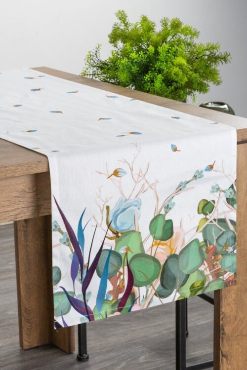 OIT-04d Tafelloper van katoen met bloemenprint OIT-04