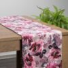Decoratieve fluwelen tafelloper met roze bloemen OIU-03