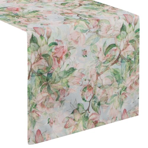 OIX-01b Loper met print van roze bloemen OIX-01