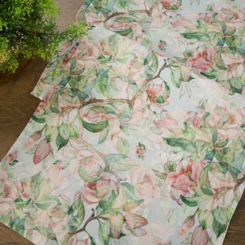 OIX-01c Loper met print van roze bloemen OIX-01