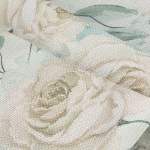 OIX-05a Tafelloper met print van beige pioenrozen OIX-05
