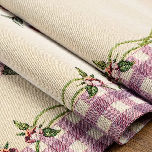 Wandloper met geweven patroon van bloemen en vlinders OJB-01