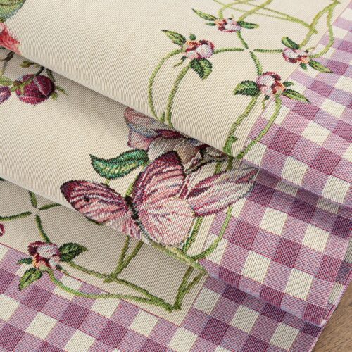 OJB-01-Na Wandtapijt met geweven patroon van bloemen en vlinders OJB-01
