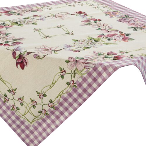 OJB-01-Nb Wandtapijt met geweven patroon van bloemen en vlinders OJB-01