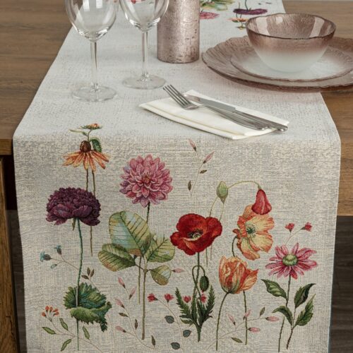 Wandloper met geweven bloemenpatroon OJC-02