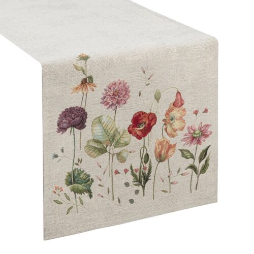 Wandloper met geweven bloemenpatroon OJC-02