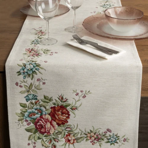 Wandloper met geweven bloemenpatroon OJI-01