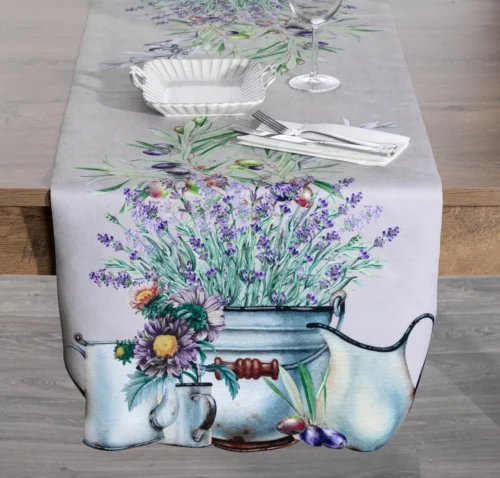 Loper met bedrukt lavendelboeket OKF-01