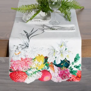 Loper met bedrukt bloemenpatroon OKF-02