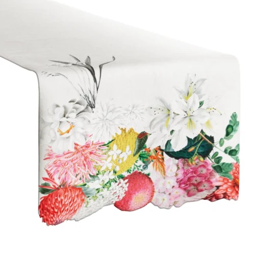 Loper met bedrukt bloemenpatroon OKF-02