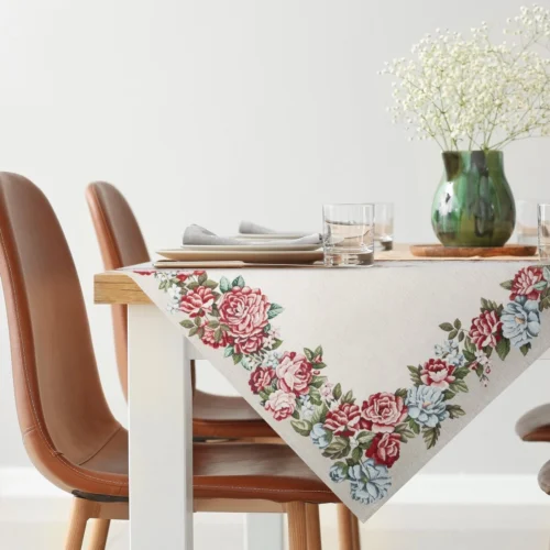 Chenille wandtapijt met rozen OKH-01