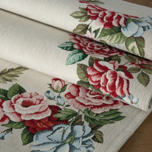 Loper van chenille wandtapijt met rozen OKH-01