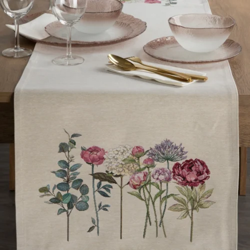 Chenille wandkleed met bloemen OKH-02
