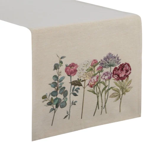 Chenille wandkleed met bloemen OKH-02