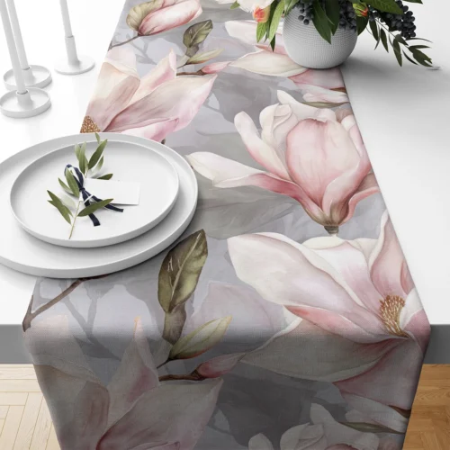 Tafelloper met magnolia print OM01-10 Emma