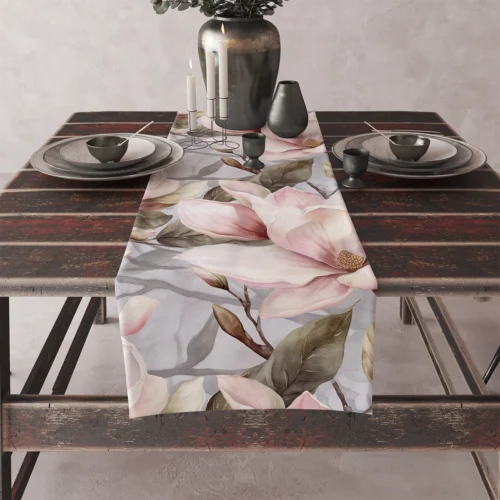 Tafelloper met magnolia print OM01-10 Emma