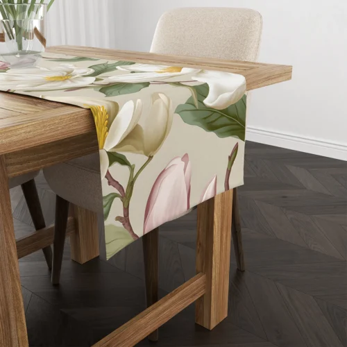 OM01-11bb Tafelloper met magnolia print OM01-11 Emma