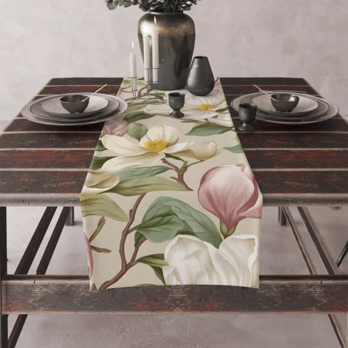 OM01-11bc Tafelloper met magnolia print OM01-11 Emma