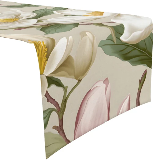 OM01-11bi Tafelloper met magnolia print OM01-11 Emma