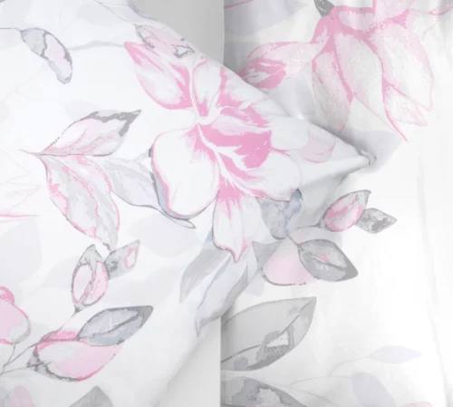 PFX-39d Dekbedovertrek premium katoen met roze bloemen PFX-39