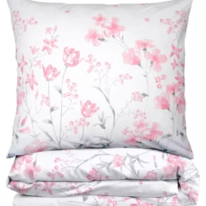 Dekbedovertrek premium katoen met roze bloemen PFX-43