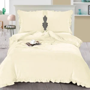Dekbedovertrek teddy met ruches creme 140x200