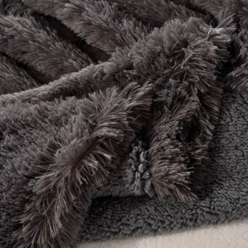 Fluffy Dekbedovertrek Donkergrijs Bont PMJ-01 200x200/220