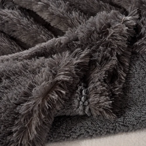 Fluffy Dekbedovertrek Donkergrijs Bont PMJ-01 200x200/220
