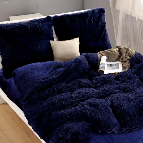 PMJ-05a Fluffy Dekbedovertrek Donkerblauw Bont PMJ-05 200x200/220