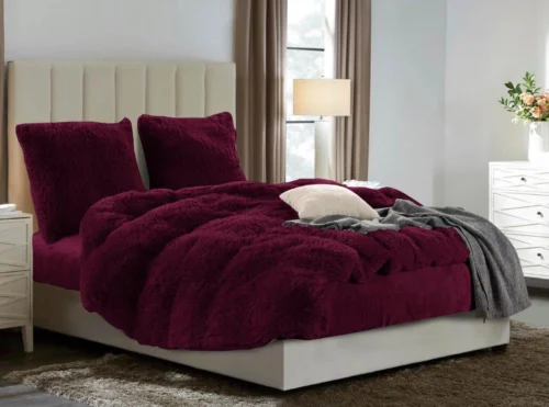 PMJ-09 Fluffy Dekbedovertrek Bordeaux Bont PMJ-09 200x200/220