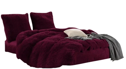 PMJ-09c Fluffy Dekbedovertrek Bordeaux Bont PMJ-09 200x200/220