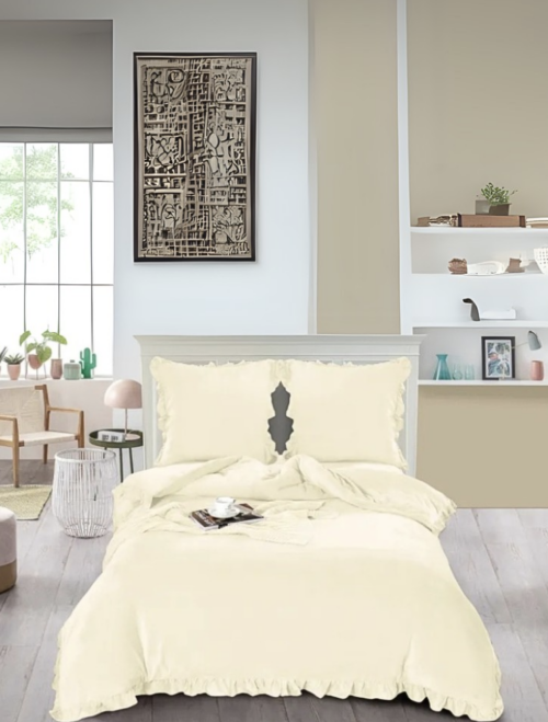 Microvezel Teddy beddengoed met Ruches Creme