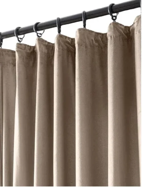 b1 Beige velours plooigordijn ZMR-07