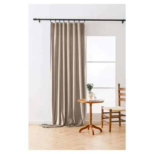b2 Beige velours plooigordijn ZMR-07