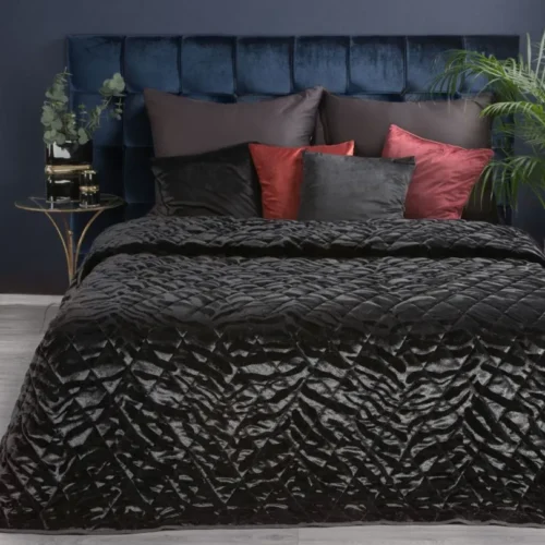 810px_NAB-03 Luxe Velvet Bedsprei Tijger - Zwart