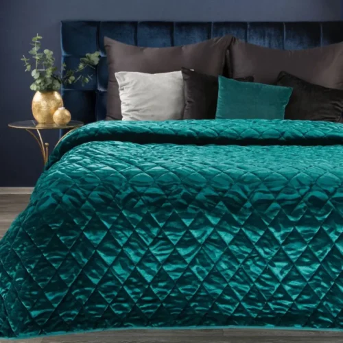 810px_NAB-04 Luxe Velvet Bedsprei Tijger - Turquoise