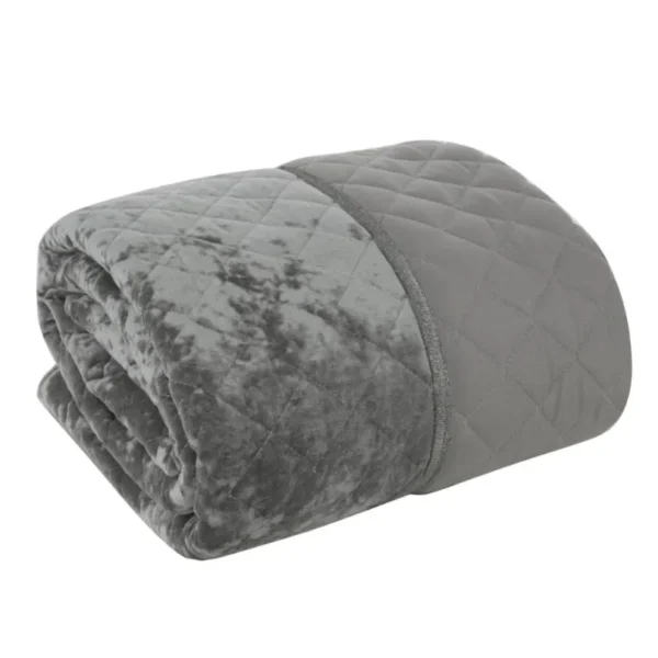 810px_NFE-01c Glanzende Bedsprei Velvet Ruit - Donkergrijs