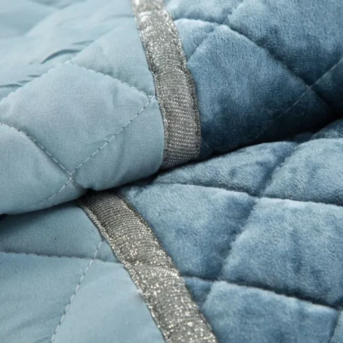 Glanzende Bedsprei Velvet Ruit - Blauw