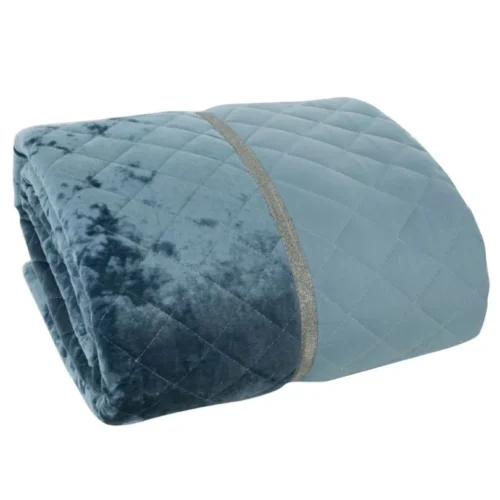 Glanzende Bedsprei Velvet Ruit - Blauw